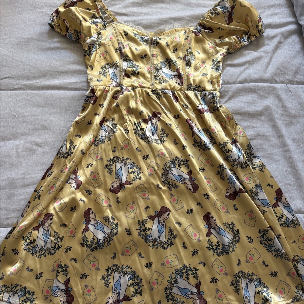 Her Universe Yellow Belle Print Off-Shoulder Dress